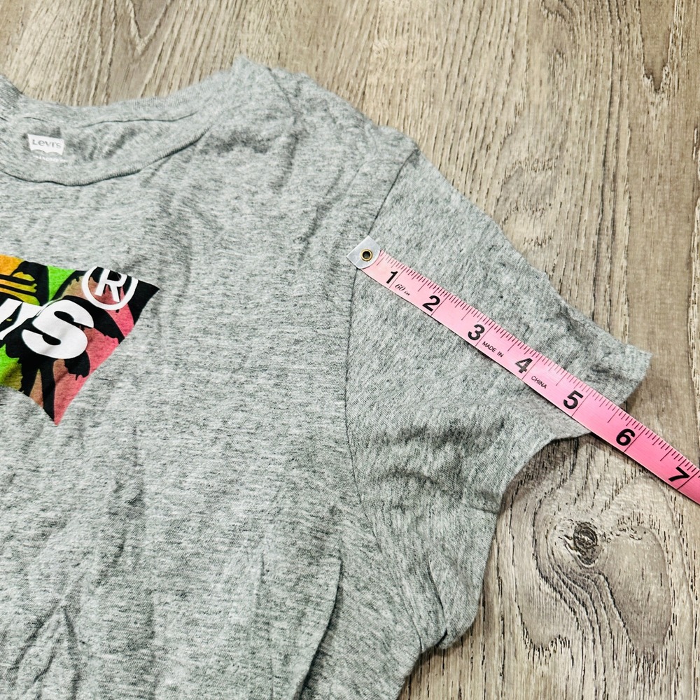 Levis Shirt Womens XXL Gray Tropical Logo Graphic Tee Short Sleeve T-Shirt - Picture 7 of 11